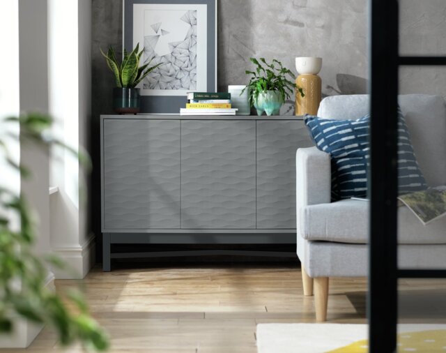 Habitat Zander Textured Large Sideboard - Grey