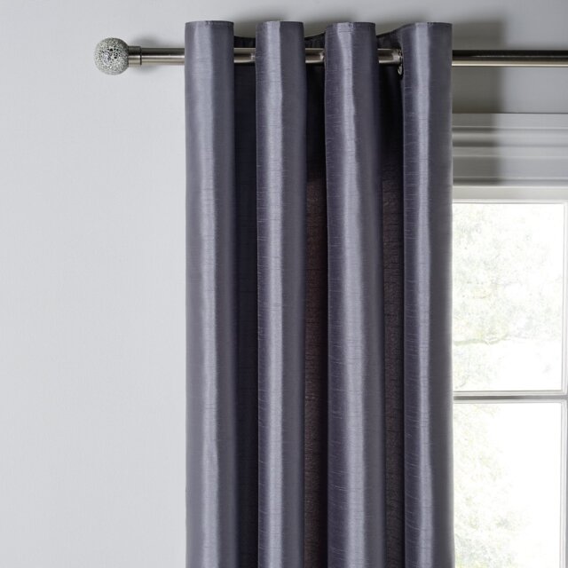 Habitat Faux Silk Eyelet Curtains - Dove Grey - 168x183cm