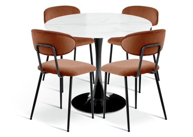 Habitat Tulip Black Dining Table & 4 Copper Chairs