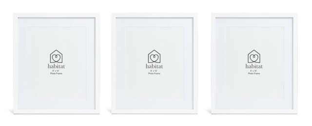 Habitat White Wooden 3 Pack Picture Frames - Mixed Sizes