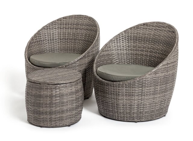 Habitat 2 Seater Rattan Effect Garden Barrel Bistro Set-Grey