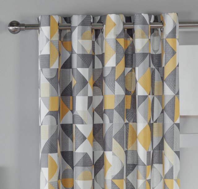 Habitat Geometric Eyelet Curtains - Natural - 168x229cm