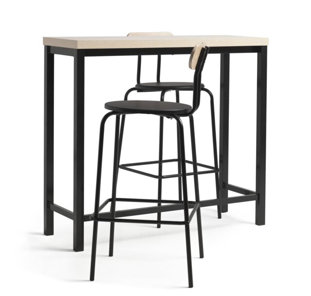 Habitat Zayn Black Bar Table & 2 Black Chairs