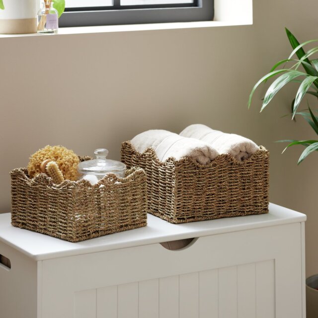 Habitat Pack of 2 Seagrass Wave Storage Basket - Natural