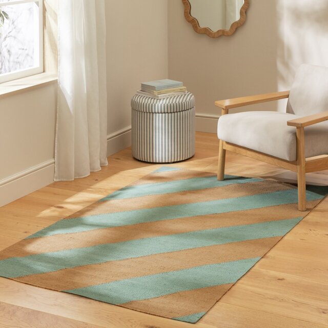 Habitat Archive Diagonal Stripe Blue Rug-120x170cm
