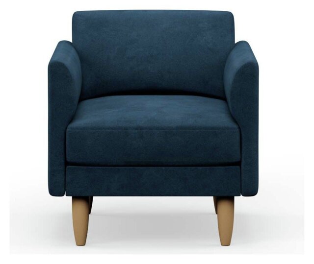 Hutch Velvet Curve Arm Armchair - Ink Blue
