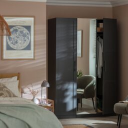 Habitat Munich Panelled 3 Door Mirror Wardrobe - Anthracite