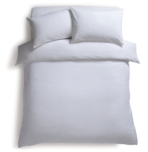 Habitat Stonewashed Cotton Plain White Bedding Set - Double
