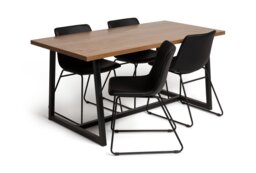 Habitat Nomad Oak Dining Table & 4 Black Chairs