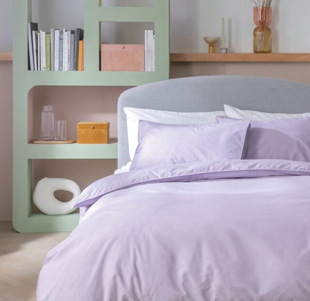 Habitat Reset Cotton Textured Print Lilac Bedding Set - King