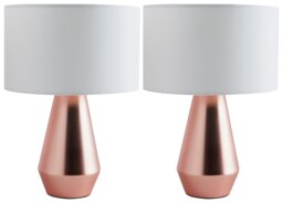 Habitat Maya Pair of Touch Table Lamps - Copper & Cream