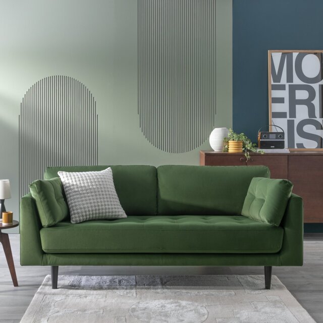 Habitat Kleo Fabric 3 Seater Sofa - Forest Green