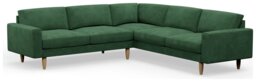 Hutch Velvet Block Arm 7 Seater Corner Sofa - Sage Green