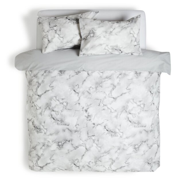 Habitat Marble White & Black Bedding Set - Single