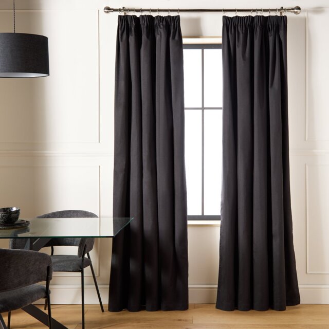 Habitat Blackout Pencil Pleat Curtains - Black - 168x229cm