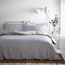 Yard Hebden Cotton Stripe Navy Bedding Set - Super king