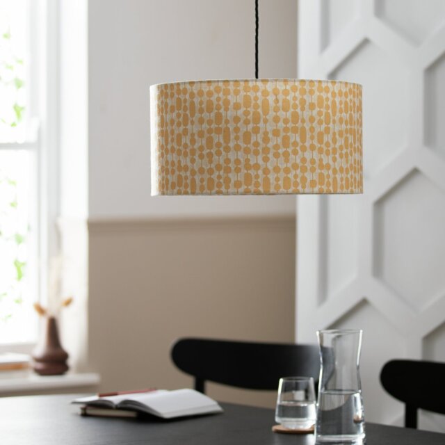 Habitat Yellow & White Patterned Drum Lampshade - 40cm