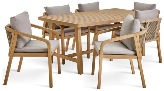 Habitat Hania 6 Seater Wooden Patio Set -  Natural