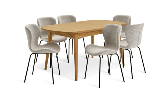 Habitat Etta Extending Oak Dining Table & 6 Natural Chairs