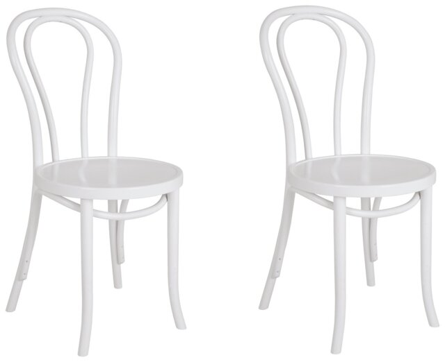 Habitat Larsa Pair of Solid Wood Dining Chairs - White