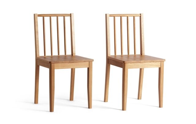 Habitat Nel Pair of Solid Wood Spindle Chair - Natural
