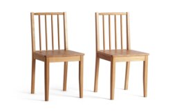Habitat Nel Pair of Solid Wood Spindle Chair - Natural