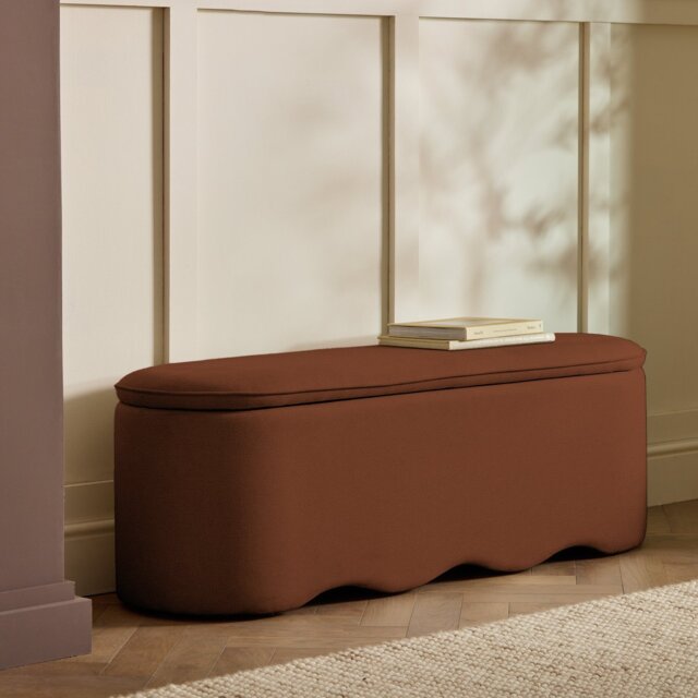 Habitat Onda Large Fabric Ottoman - Rust