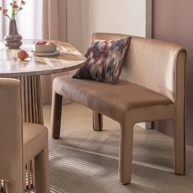 Habitat Bastian Velvet Dining Bench - Natural