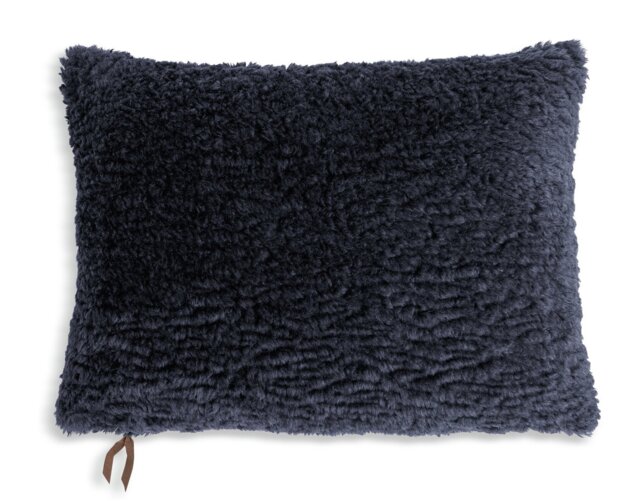 Habitat Faux Shearling Plain Cushion - Navy - 55x40cm