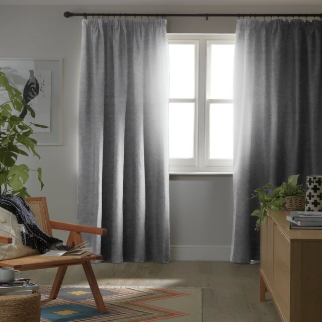 Habitat Blackout Plain Pencil Pleat Curtains - Dove Grey