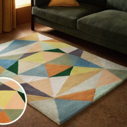Habitat Geometric Patch Wool Cut Pile Rug - 160x230cm