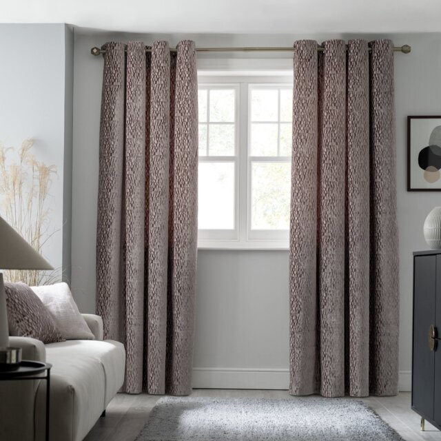 Habitat Velvet Geo Jacquard Curtains - Natural