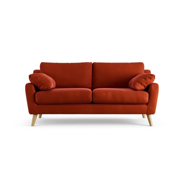 Habitat Ivor Velvet 3 Seater Sofa - Orange - Ash Leg