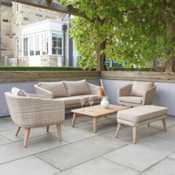 Pacific Cabon 5 Seater Rattan Effect Garden Sofa Set-Natural