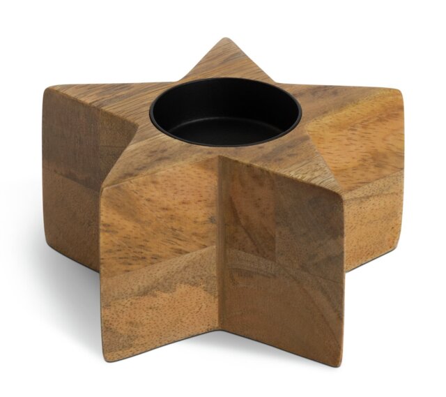 Habitat Mango Wood Star Tealight & Taper Candle Holder