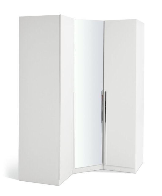 Habitat Munich Corner 3 Door Mirror Wardrobe - White