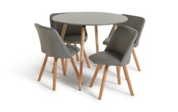 Habitat Quattro Grey Dining Table & 4 Grey Chairs