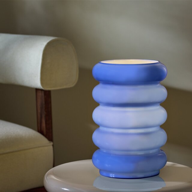 Habitat Billie Ribbed Glass Table Lamp - Blue