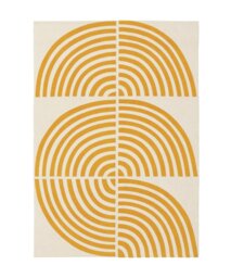Habitat Global Swirl Yellow Cotton Flatweave Rug -120X170cm
