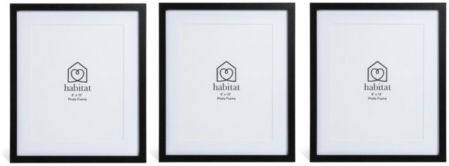 Habitat Black Wooden 3 Pack Picture Frame - Mixed Sizes