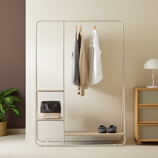 Habitat Cici Adjustable Clothes Rail with Shelves - Grey