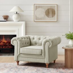 Habitat Chesterfield Fabric Armchair - Natural