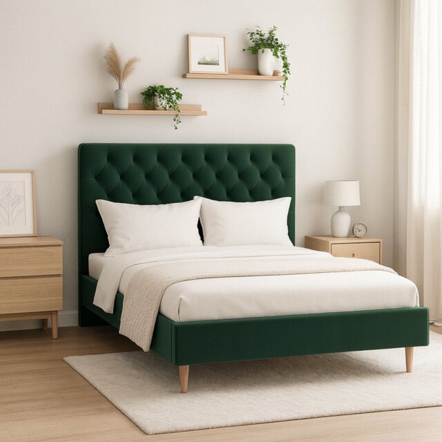 Millbrook Chester Superking Velvet Bed Frame - Green