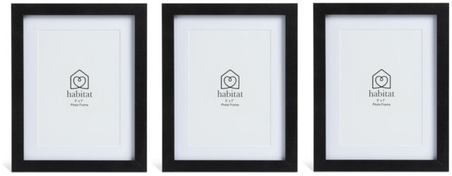 Habitat Black Wooden 3 Pk Picture Frame - Mixed Sizes