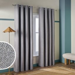 Habitat Textured Blackout Herringbone Eyelet Curtain - Dark Grey - 168x229cm
