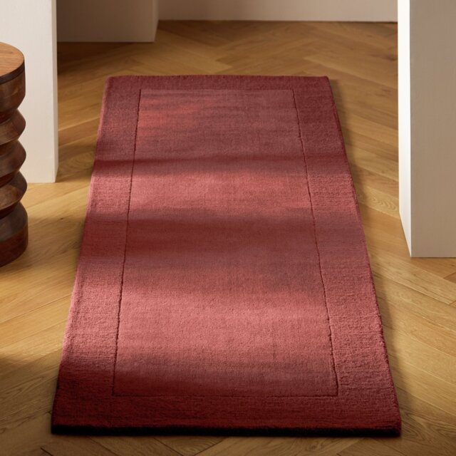 Habitat Simple Border Burgundy Wool Runner-66x200cm