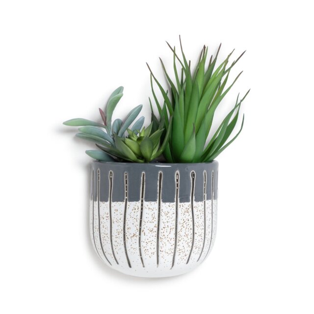 Habitat Wall Ceramic Faux Floral - Grey & White