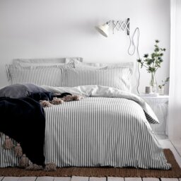 Yard Hebden Cotton Stripe Grey Bedding Set - King Size