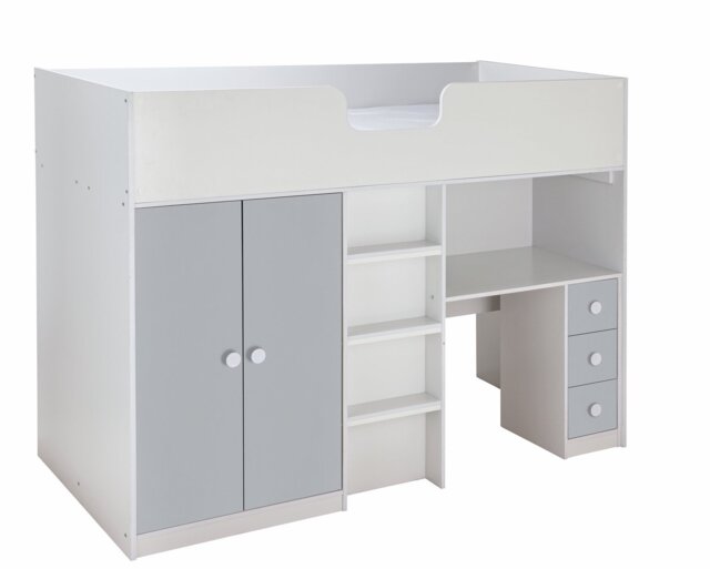Habitat Jackson Shorty Highsleeper Bed Frame - White & Grey