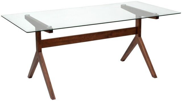 Habitat Zela Glass 6 Seater Dining Table - Walnut